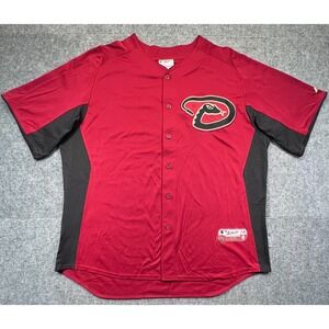 Majestic Arizona Diamondbacks Jersey Mens 2XL Red Button Up Authentic Collection